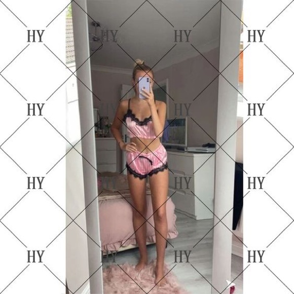 Retro PinUp Pink & Black Lace Lingerie Shorts - Picture 5 of 10